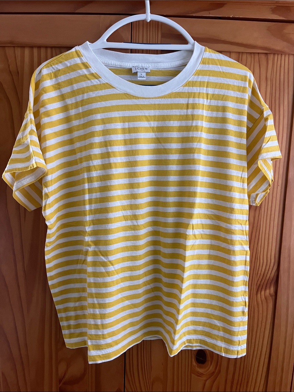 J. Crew Yellow & White Striped Short-Sleeve Tee